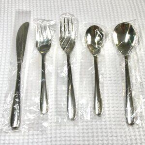 New Dansk Vintage 90's Stainless Steel 18/8 Teardrop Flatware 5 Piece Set